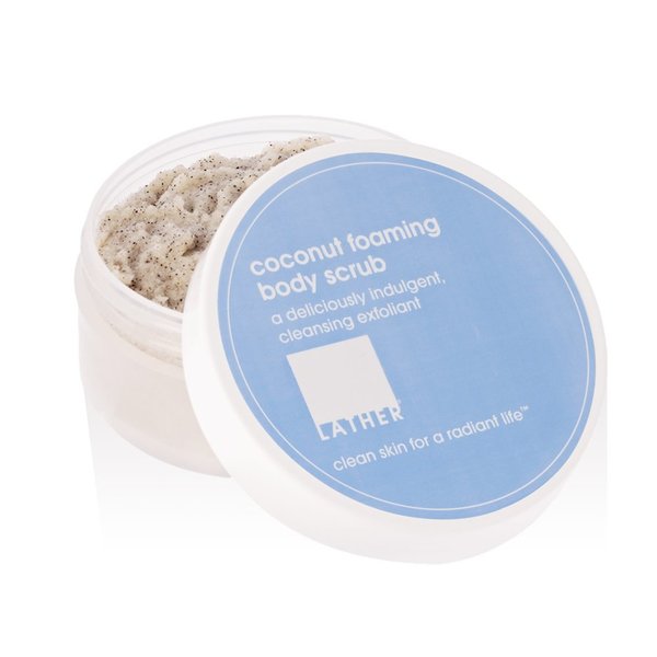 LATHER Coconut Foaming Body Scrub | Dual Action Body Scrub & Body Wash | Exfoliating Body Scrub | Body Skin Care Products | Body Scrubber | Body Scrub, Hand Scrub & Leg Exfoliator | 4 Oz Jar