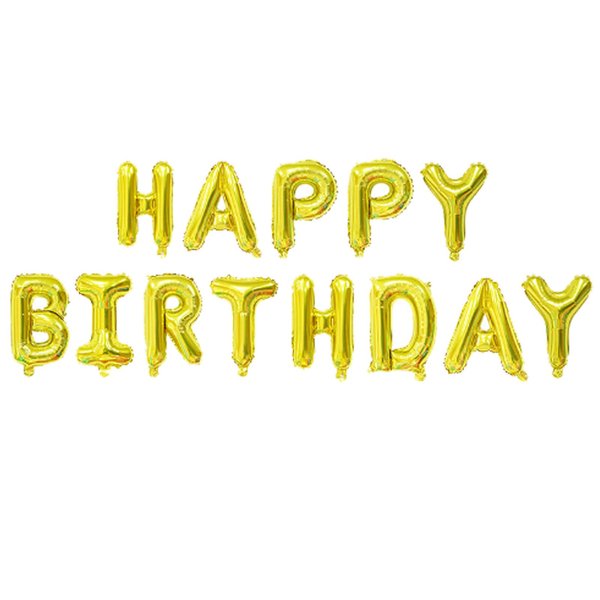 16 Inch Gold Happy Birthday Banner Balloons Aluminum Foil Letters Banner Balloons Sign For Men Women Kids Birthday Party Decorations Supplies