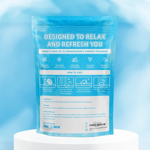 Natural Essence Shower Steamers Variety of Scents 15 packs - Shower Bombs with Aromatherapy and Long-Lasting Wellness Effect - Valentines Day Gifts for Him and Her by Trade Sailor