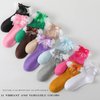 AMHRLINGTO Lace Ruffle Frilly Socks for Women - Lace Ankle Socks with Bow (3Pairs-1Pairs Black+2Pairs White)