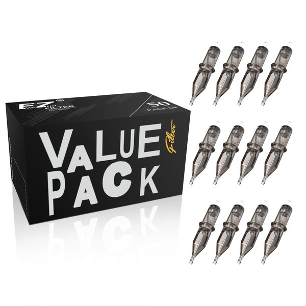 EZTAT2 50Pcs Tattoo Mixed Cartridge Needles #12 Standard Round Shader Assorted 3RS 5RS 7RS 9RS 11RS for Rotary Tattoo Machine Supply