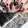LPOODDNU Lace Nail Foil Transfer Stickers Black Lace Nail Foils Decals Nail Art Supplies 10 Rolls Nail Adhesive Acrylic Nails Decorations DIY Nail Art Foil Designs for Women Manicure Tips Accessories