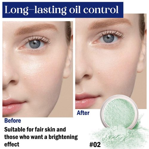 Oil Control Setting powder, Sebum Drying Powder, Waterproof, sweat-proof, oil-controlling and long-lasting with 80% Mineral, Long Lasting for Setting (02, 1)