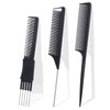 TsMADDTs Rat Tail Combs for Women and Men, 3Pcs Hair Combs Set for Braiding, Parting, Styling, Fine Tooth Comb, Black