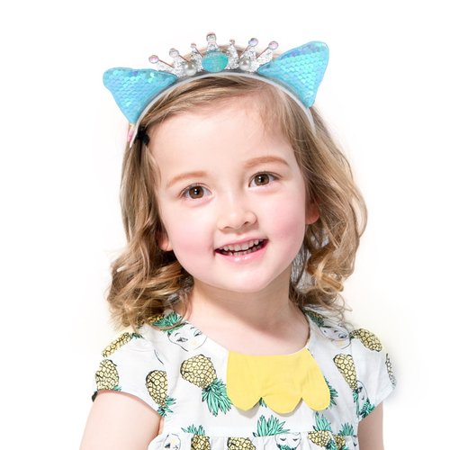 FRCOLOR Sequin Cat Ear Headband Glitter Cat Headbands Glitter Hair Metal Hoop Cosplay Hair Accessory with Pearl Pendant-Random Style