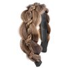 VOPPIS Wide Braided Headband with Teeth Synthetic Hair Plaited Headband Fishtail Braided Hair Band Hairpiece for Girls Women Beauty Accessory (Claybank, Wide)