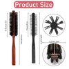 Boar Bristle and Nylon Curling Brush, Travel Hair Brush for Blow Drying, with Wood Handle - Roller Hairbrush for Women, Beard Brush for Men (Black & Red)