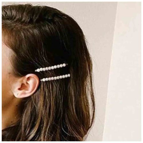 Yheakne Vintage Pearl Hair Clip Pin Retro Pearl Hair Barrette French Pearl Bobby Pins Decorative Hair Accessories for Women and Girls 2Pcs (Silver)