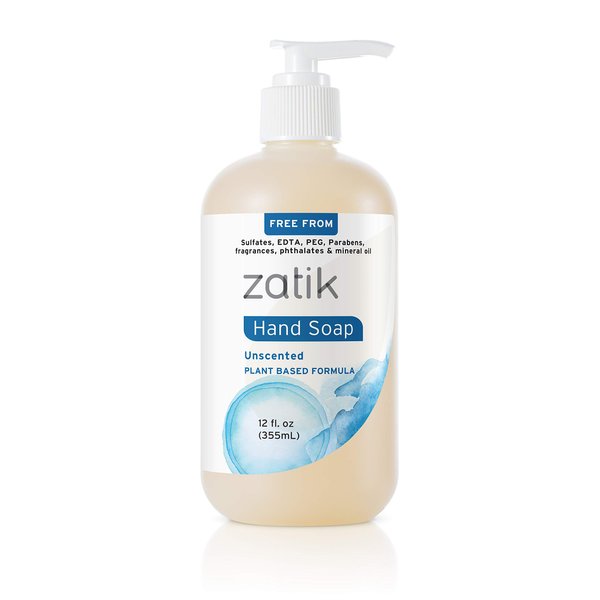 Zatik Naturals - Liquid Hand Soap, Unscented Moisturizing Handwash, 12 oz (Pack of 1)