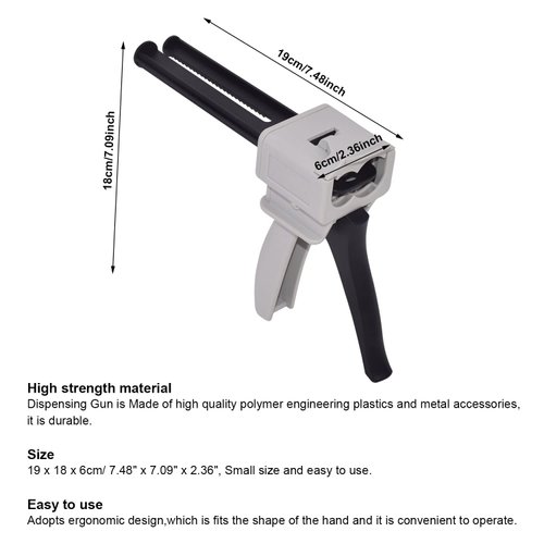 NEWCOMDIGI Dispenser Gun, Epoxy Glue Gun, Impression Mixing Dispensing Gun Applied to AB Plastic Tube (50ML)