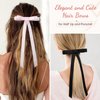 DEEKA 4Pcs Hair Bows for Women Black Pink Bows Classic Elegant Satin Hair Clips with Long Tail Tassel Hair Ribbon Hair Accessories for Women and Girls (Beige, Pink, Dusty Pink, Black)
