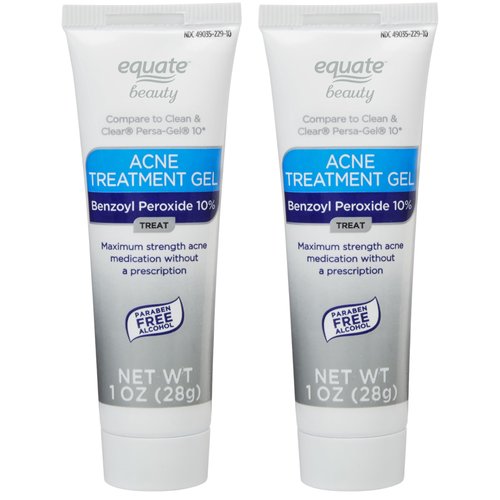 Equate 2-Pack 10% Benzoyl Peroxide Acne Treatment Gel - Powerful Skincare Combo for Clear, Radiant, and Acne-Free Skin + CreateAndBundle Sticker