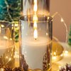 Eywamage Silver Grey Glass Flameless Candles with Remote, Battery Operated Flickering LED Pillar Candles Set of 3