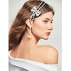 Yovic Rhinestone Bow Headbands Double Crystal Hairbands Silver Wedding Headpiece Women Bowknot Hair Accessories for Party Costume (Silver)