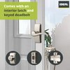 Ideal Security Door Lever with Keyed Deadbolt Lock for Storm and Screen Doors, Satin Nickel (4-Piece Set)