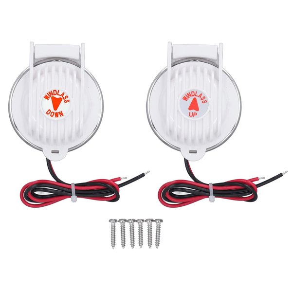 Pyhodi 1 Pair Windlass Foot Switch with Cover for 12V or 24V Windlass, Universal Up Down Switch for Deck Anchor, PC and Stainless Steel Material, Rust Proof and Strong, Easy to Operate