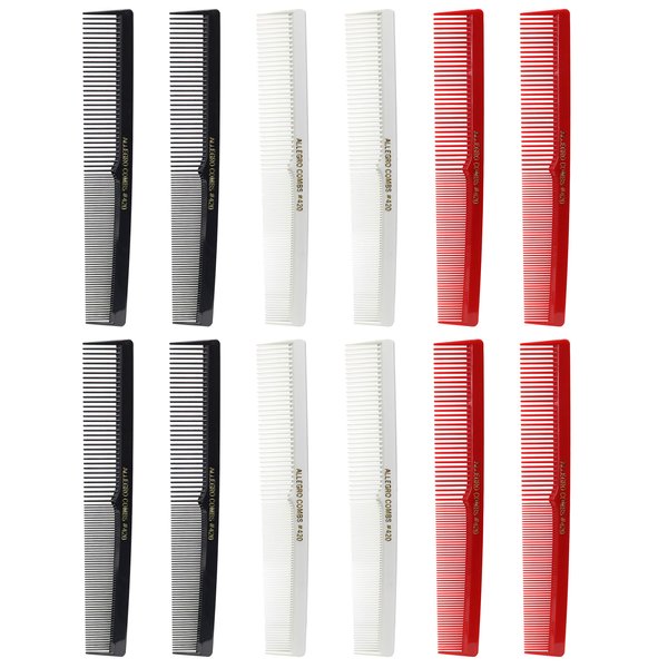 Allegro Combs 420 Hair combs Barber Comb Comb Set Hair Cutting Combs Pocket Comb Combs for Hair Stylist Styling Comb Black combs Red Combs White Combs 12 pk.
