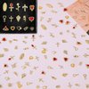 120Pcs Gold Nail Charms Set, Cross Nail Art Jewelry 3D Heart Crystal Rhinestone Gold Rose Charms Virgin Mary Nail Gems, 3D Y2K Nail Charms Luxury Nail Decoration Manicure Design Craft DIY Decoration