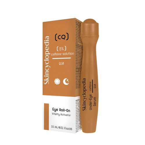 Skincyclopedia Under Eye Roll-On with Caffeine & Q10, Cooling Roller, Energizing Serum for Dark Circles & Under Eye Dark Spots, Puffiness Bags, Fine Lines & Wrinkles, Deep Hydration Activator.