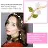 CHANZET Flower Headband for Women Girls, Leaf Hair Vine Boho Headband for Bridal, Flower Crown Headband for Women Girls, Gold Crown Bridal Hair Vine Band with Tassel