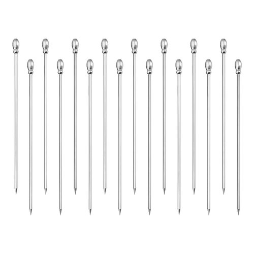 uxcell Stainless Steel Cocktail Picks, 16Pcs 4.3 Inch Metal Cocktail Toothpicks Martini Picks Long Reusable Cocktail Skewers for Drink Appetizer Fruits