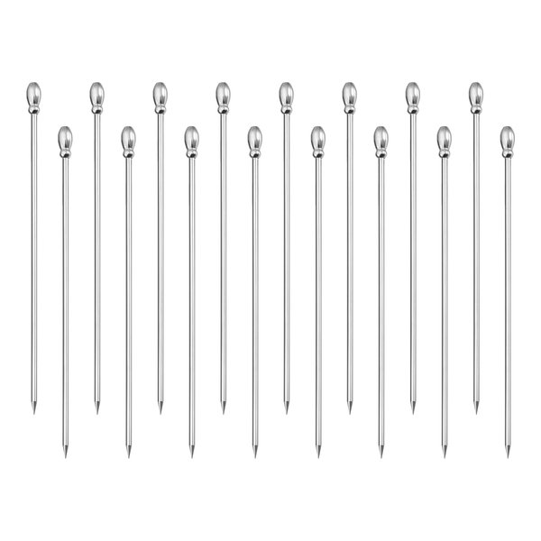 uxcell Stainless Steel Cocktail Picks, 16Pcs 4.3 Inch Metal Cocktail Toothpicks Martini Picks Long Reusable Cocktail Skewers for Drink Appetizer Fruits