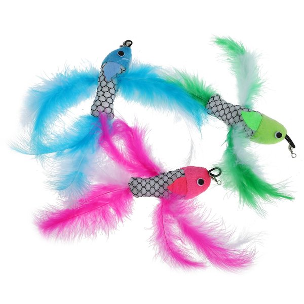 Cat Wand Toy Replacement Refill: Cat Toys Bird Fish Refills 3Pcs Interactive Kitten for Indoor Cat