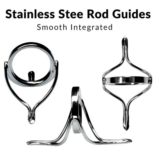 QualyQualy Spinning Fishing Rod Guides Repair Kit Integrated Stainless Steel Ring Baitcasting Fishing Pole Eyes Repair Kit Replacement Fishing Rod Guides 6Pcs