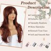 Mayouda Layered Wig With Curtain Bangs For Women Copper Red Layered Wig 26Inch Straight Wavy Hair Wig Natural Looking Synthetic Heat Resistant Wigs for Daily Party Use (26Inch, Copper Red#)