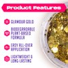 Gold Biodegradable Glitter Makeup | Plant Based, Eco Friendly, Hair Glitter, Face Glitter or Body Glitter | Cosplay, EDM Music Festival, and Rave Makeup Accessory | 5 Grams of Chunky Glitter