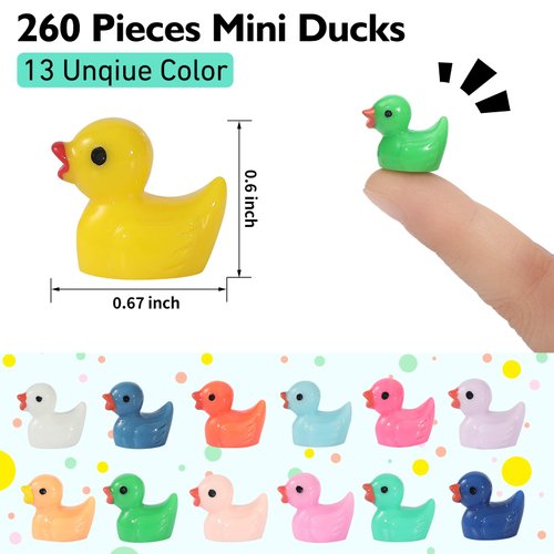 130 Pcs Mini Ducks,Bulk Multicolor Resin Duck Figurines for Miniature Landscape Garden Aquarium Potted Ornament Accessories Home Hide Prank Game Dollhouse Decor Office Decompression School Activity