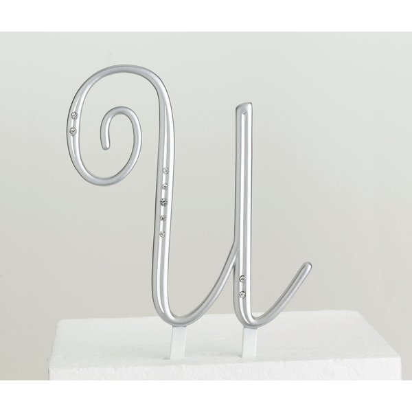 Lillian Rose (MG510 U Rhinestone, Monogram Cake Topper Letter U Silver