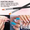 Lofuanna Nail Art Brush Set,6pcs Double Ended Fine Nail Liner Brush Dotting Pen Painting Tools with Nail Extension Gel Brush, Builder Gel Brush, Nail Art Liner Brush, Nail Dotting Pen for DIY Manicure