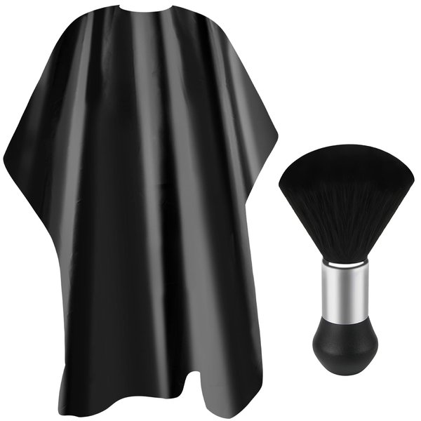 EVRWO Barber Cape Salon Cape Neck Duster Brush, Professional Hair Cutting Cape for Men Women Hair Cutting Accessories (Black)