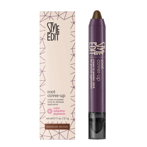 Style Edit Root Touch Up Stick for Medium Brown Hair, Root Concealer for Gray Hair Coverage, Temporary Hair Color, Premium Hair Shading Sponge Pen, Hair Makeup Root Cover Up, 0.11 oz Stick