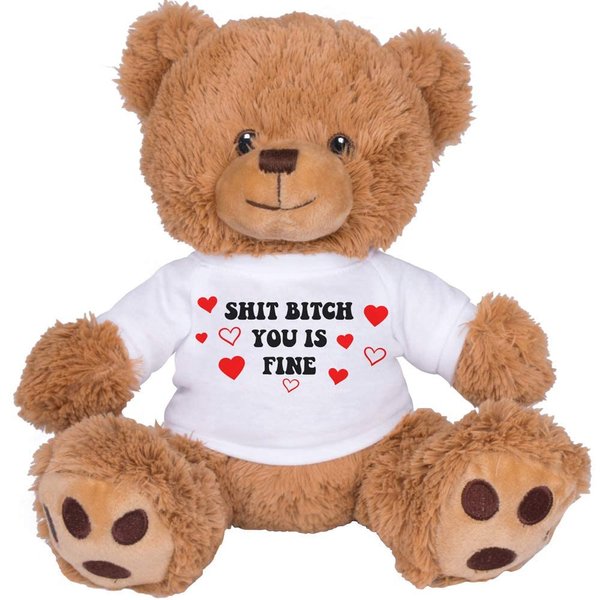 TeesAndTankYou Funny Bear Gift Couple Cute 8 Inch Brown Teddy Bear Stuffed Animal: You is Fine