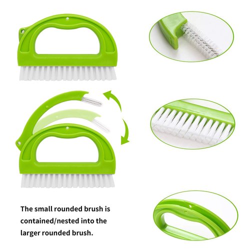 Living&Giving Grout Brush, (3 in 1) Grout Cleaner Brush, Tile Joint Scrub Brush with Handle, Stiff Cleaning Brush for All of The Household Such as Shower,Bathroom, Kitch, Seams, Floor Lines