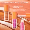 Hulyfw 4Pcs Hydrating Lip Glow Oil,Moisturizing Lip Oil Big Brush Head Long Lasting Hydrating Shimmery Transparent,Glass Lip Glow Oil Nourishing Repairing & Non-sticky Lip Gloss Makeup Set A