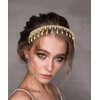 Fstrend Rhinestone Head Chain Tassel Elastic Crystal Hair Band Forehead Bridal Headband Prom Headpieces for Women (AB Gold)