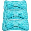 Facial Spa Headband for Makeup and Washing Face Microfiber Elastic Head Wrap Comfort to Skincare Shower Mask Thick Hair Band for Women & Girls（Cyan） 3-PACK
