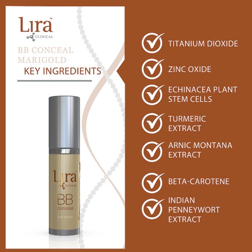 Lira Clinical BB Conceal - Color Corrector & Concealer with Plant Cells & Peptides - Conceal & Correct Dark Spots and Pigment - 0.2 fl oz. (BB Conceal Marigold)