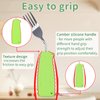 EZ Assistive Adaptive Utensils Spoon & Fork Easy to Hold for Independent Eating, Weighted Utensils for Hand Tremors (1 Set Green Hand Front Tilted)