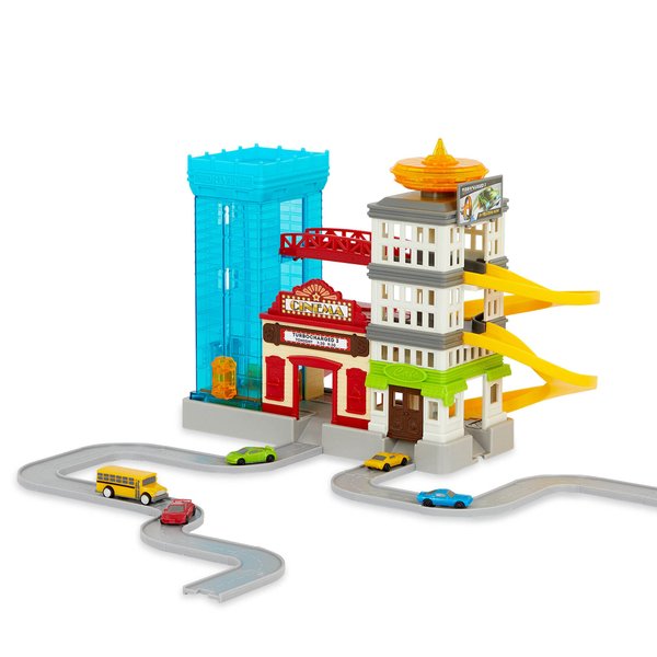 Driven by Battat – Pocket Big City Cruisin' Fleet – 60pc City Playset for Kids – Toy Cars Included – Buildings, Ramp, Tracks & More – Kids 3 Years +