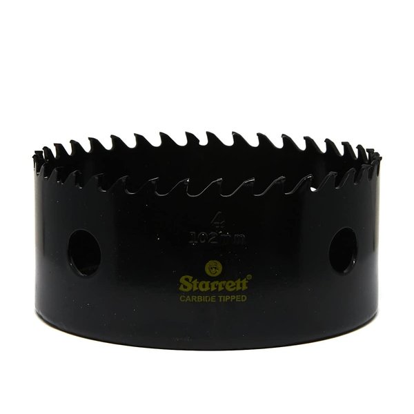 Starrett Carbide Tipped Hole Saw with Surface Finish - Ideal for Wood, PVC and Fiberglass - 3 Teeth per Inch, 4" Diameter, 41mm - 1-5/8" Cutting Depth - CT400