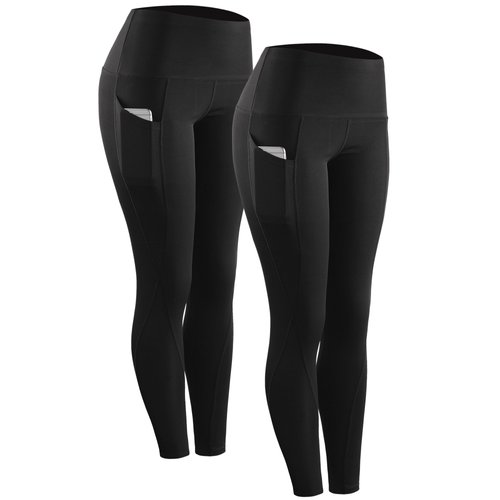 NELEUS 2 Pack Tummy Control High Waist Running Workout Leggings,9017,Black,2XL,EU 3XL
