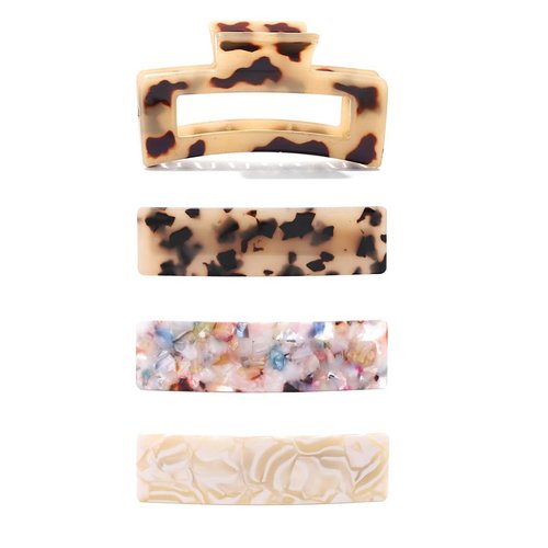 Formery 4PCS Acrylic Hair Claw Clips Leopard Fancy Hair Clips Nonslip Thick Hair Barrette Jaw Clamp Curly Hair Accessories for Women