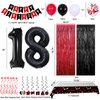18th Birthday Decorations for Boys Girls, Red and Black Happy 18th Birthday Balloons Banner Number 18 Balloons Hanging Swirls Tablecloth Foil Fringe Curtains for 18 year old Birthday Party Decorations
