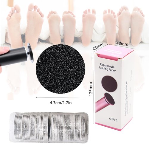 ibubu 60 Pieces Replaceable Foot Sandpaper Discs for Electric Foot File Adjustable Speed Callus Remover Machine Foot Hard Dead Skin Removal(Super Smooth 180 Grit)