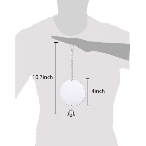 Hypeety Pet Bird Mirror Toy with Bells Hanging Toy for Parakeet Cockatiel Conure Lovebirds Finch Canary Cage Swing Fun Play Toy (Bird Mirror-1 Bell)