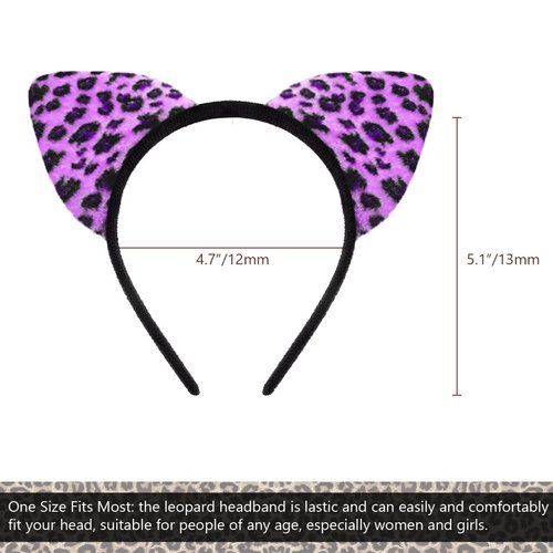 LIONSOUL 10 Pcs Cheetah Ears Headband for Women Leopard Cheetah Print Birthday Party Decorations Supplies